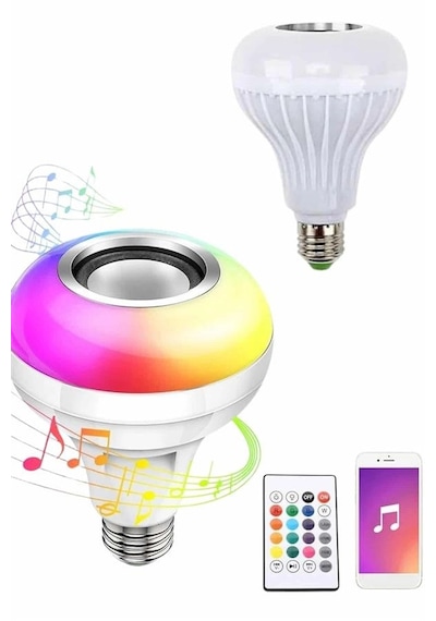 Hubrendy Tekno Bluetooth Hoparlör Akıllı Rgb Led Işık Renk Değiştirme Ses Bombası Ampül Görünümlü