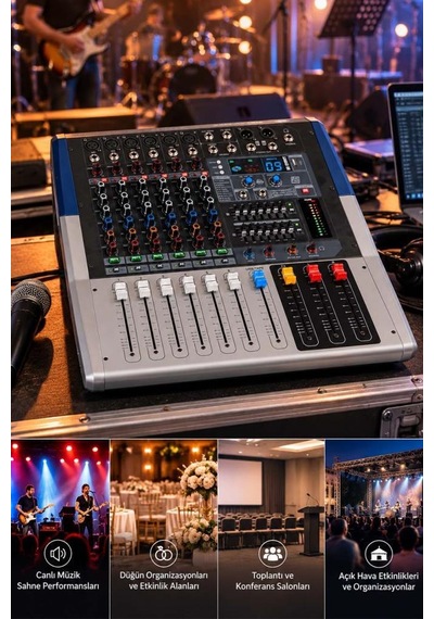 Maxword Welly-06fx Power Mixer 2x800w 6 Kanal 2x7 Bant Ekolayzır 99 Dsp Efekt
