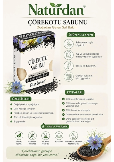 Çörekotlu Sabunu-100g Doğal El Yapımı-3 Adet Karışık
