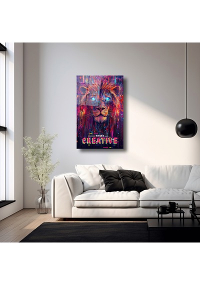 Thınk Creatıve Aslan Illustratıon Art - Cam Tablo - Deg0250