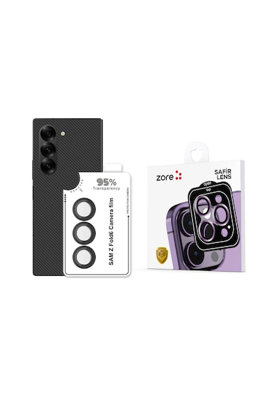 Zore Galaxy Z Fold 6 Cl-11 Safir Parmak İzi Bırakmayan Anti-reflective Kamera Len Siyah