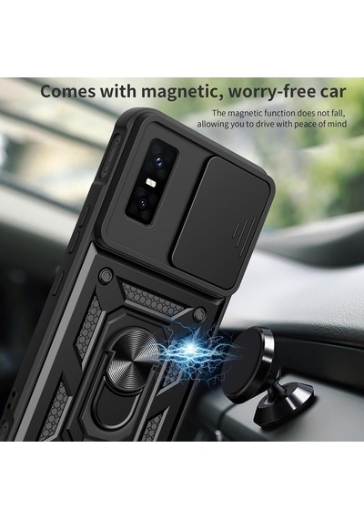 Tr Infinix Gt 30 Pro İle Uyumlu Kaze Tora Kamera Korumalı Sürgülü Yüzüklü Armor Military Tank Kızaklı Kılıf