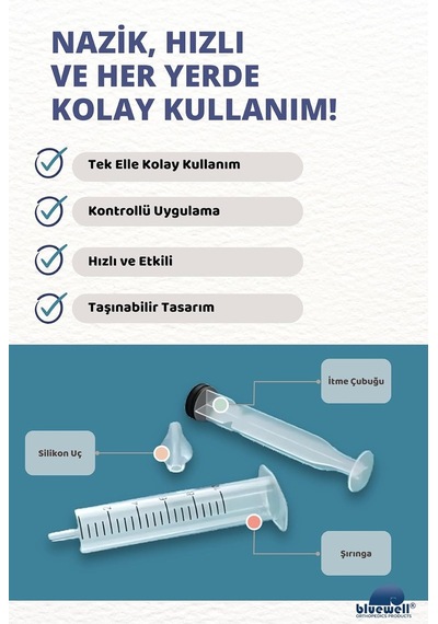 Bebek Burun Yıkama Aparatı, 2'li Şırıngalı Nazal Aspiratör, Silikon Uç