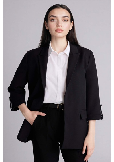 Defacto Regular Fıt Ceket Yaka Blazer Ceket G7818ax26spbk81 Siyah-bk81