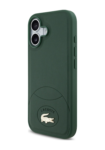 Apple Uyumlu iPhone 17  Kılıf Lacoste Lisanslı M-safeli Pu Deri Tasarımlı Metal Logolu Kapak Yeşil Yeşil