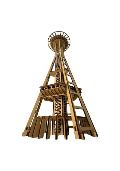 Algwooddesign Space Needle Ahşap Maket Seti 321 Parça Dıy 3d Puzzle Seattle Kulesi Koleksiyoner Modeli