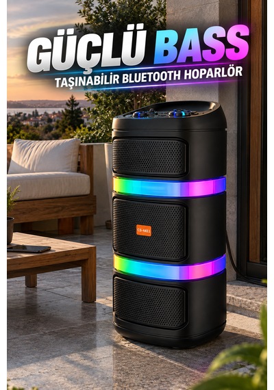 Kablosuz Mikrofonlu Party Box Bluetooth Hoparlör Çift 8 Inç Rgb Işıklı Karaoke Tws Usb Destekli