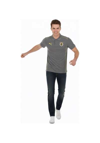 Fenerium Fenerbahçe Orijinal Lisanslı 2024/25 A Takım Yetişkin Polo Yaka Gri T-shirt Gri
