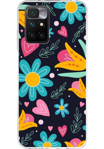 Xiaomi Redmi 10 İle Uyumlu 1mm Slim Fit Retro Renkler 1 Baskılı Şeffaf Kılıf Şeffaf