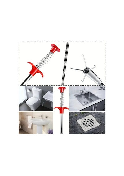 2 Metre Kıskaçlı Lavabo Açma Teli Tıkalı Banyo Lavabo Deliği Gider Boru Açma Teli 4 Kıskaçlı