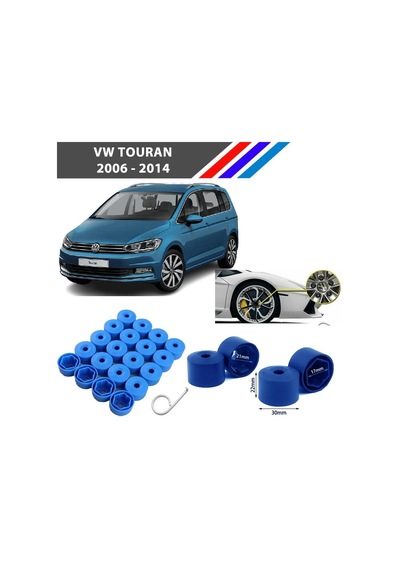 Otozet - Vw Touran Bijon Civata Kapağı Mavi Renk 20 Adetli Set 17mm 1k06011739b9