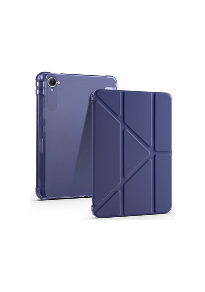 Redmi K Pad 2025 25079rpdcg Uyumlu Kalem Bölmeli Dönebilen Üçgen Standlı Tri Folding Tablet Kılıfı - Lacivert - T38794