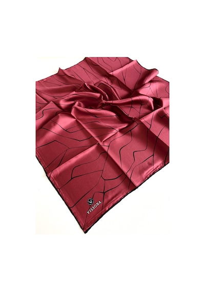 Vissona Twill İpek Eşarp - 60801 - 0018-0001 Bordo Siyah Bordo Siyah