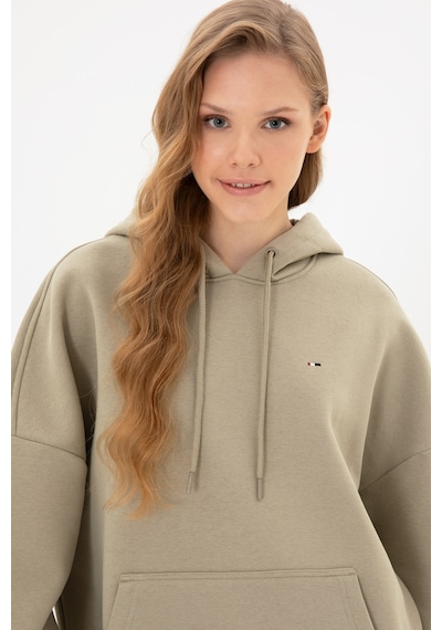 U.S. Polo Assn. Kadın Açık Haki Şardonlu Kapüşonlu Sweatshırt 50313567-VR183
