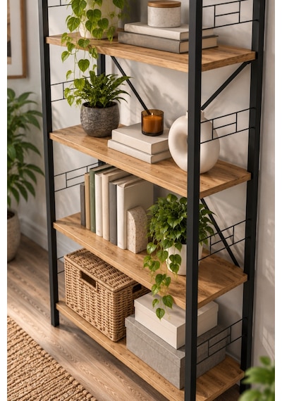 Sulorahome Metal Kitaplık Atlantik Çam Desenli 180 Cm 5 Raflı Atlantik Çam - Siyah Sulorahome Metal Kitaplık Atlantik Çam Desenli 180 Cm 5 Raflı Atlantik Çam - Siyah