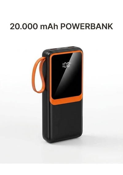 Telefon Ve Mobil Cihaz Uyumlu 20000 Mah Powerbank Dahili Kablolu Dijital Göstergeli Diğer