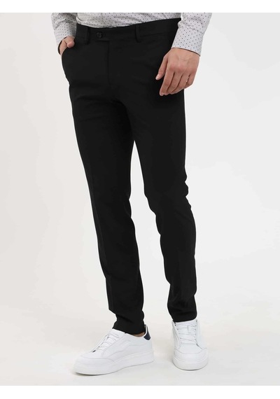Dufy Siyah Erkek Ekstra Slim Fit Melanj Desenli Klasik Pantolon - 103484-siyah Siyah
