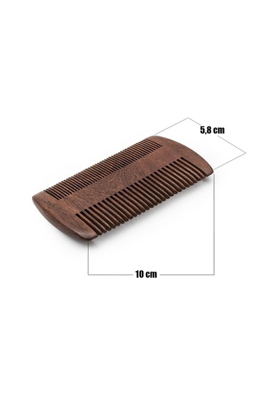 Pasha Shaving Sandal Ağacı Sakal & Bıyık Tarağı,%100 Doğal Sandal Ağacı, İki Farklı Diş Yapısıyla Gündelik Bakım Sağlar, Statik Elektriği Önler, Keseli Şık Ve Taşınabilir Sakal Tarağı