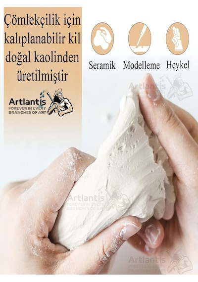 Beyaz Seramik Hamuru 2 Kg Seramik Başlangıç Seti Ebeşuar Modelleme Artdeco 6 Renk Akrilik Boya Fırça 75 Ml Heykel