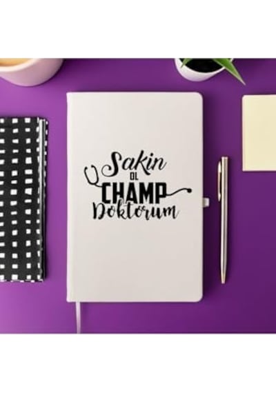 Doktora Özel Sakin Ol Champ Tasarımlı Not Defteri 13x21 Cm, Çizgisiz Esprili Meslek Defteri 103 Ivory