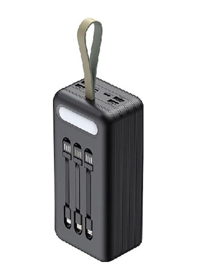 20000mah 4 Usb Çıkışlı Powerbank Type C Lightning Ve Mikro Usb Girişli El Fenerli Siyah