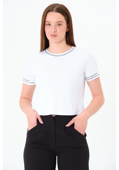 Sortie Collection Karyoka Dikişli Tshirt Beyaz