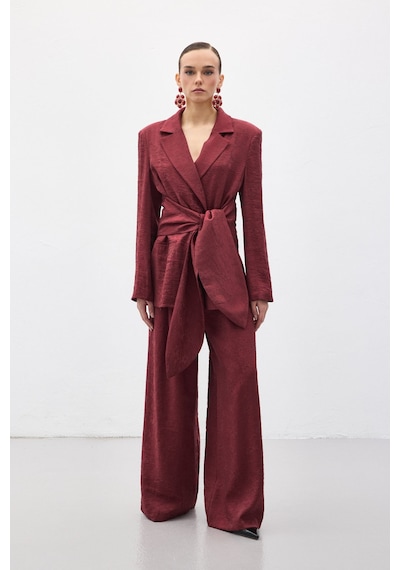 Sateen Freya Pantolon - Bordo-137155 Bordo