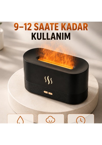 180 Ml Alev Efektli Aroma Difüzörü Ultrasonik Buharlı Aromaterapi Cihazı
