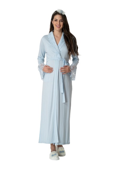 Mecit Pijama Mecit 1924 Mavi Dört Parça Hamile Lohusa Set