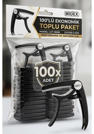 Midex Lct-90bk-100x Kapo 100'lü Toptan Capo Gitar Bağlama