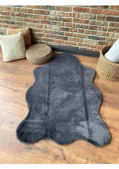 Saraz Halı Tavşan Tüyü Post Peluş Ultra Yumuşak Post Puffy Antrasit