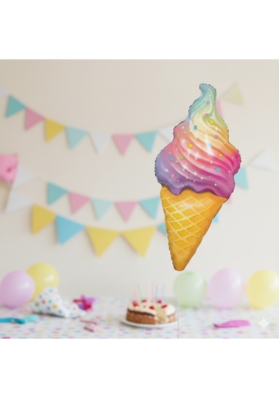 110x50 Cm Dondurma Folyo Balon 47 İnç - Doğum Günü Parti Dekorasyon Balonu Çok Renkli