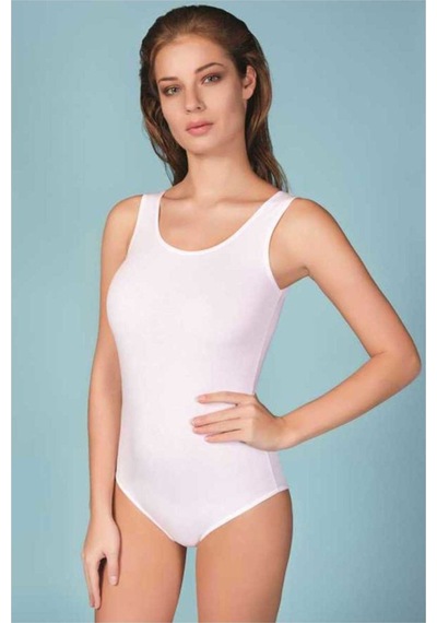 Berrak Kadın Çıtçıtlı Body Kalın Askılı Likralı 6 Adet Beyaz M 001