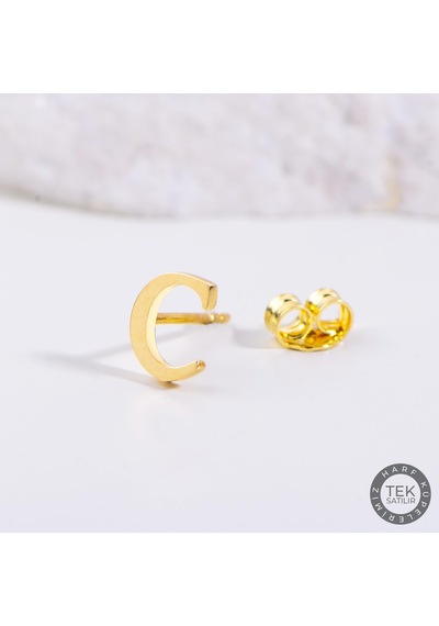 Goldkupe 14 Ayar Altın C Harf Küpe 0,45 Gr-1361