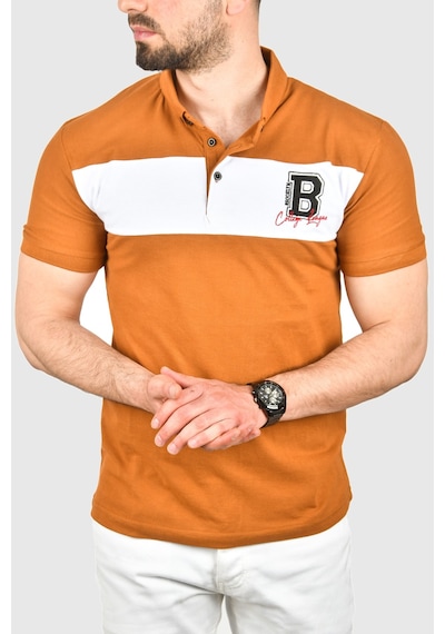 Deepsea Erkek Taba Slim Fit Nefes Alan Pamuklu Kumaş Dar Kesim Kıvrılmaz Yaka Polo Yaka Tişört 2503019 Taba