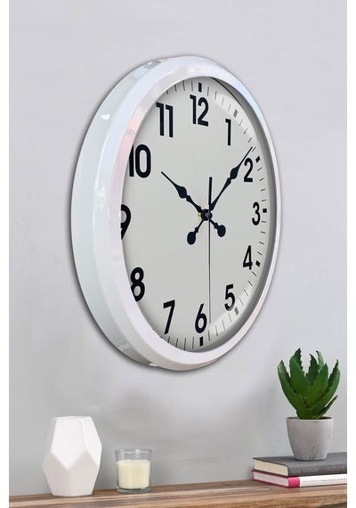 White Classic Modern 52 Cm Metal Duvar Saati Çok Renkli