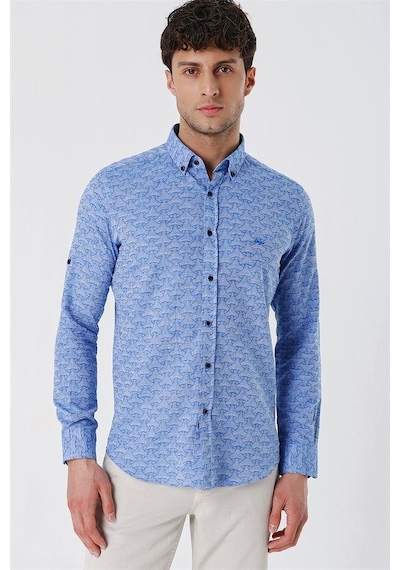 İmza Mavi Kısalabilir Kollu Desenli Jakarlıcepsiz %100 Pamuk Casual Slim Fit Gömlek 1004230181-mavi Mavi İmza Mavi Kısalabilir Kollu Desenli Jakarlıcepsiz %100 Pamuk Casual Slim Fit Gömlek 1004230181-mavi Mavi