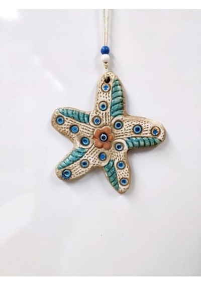 Seramik Mini Deniz Yıldızı Dekoratif Duvar Süsü 15X15 Cm