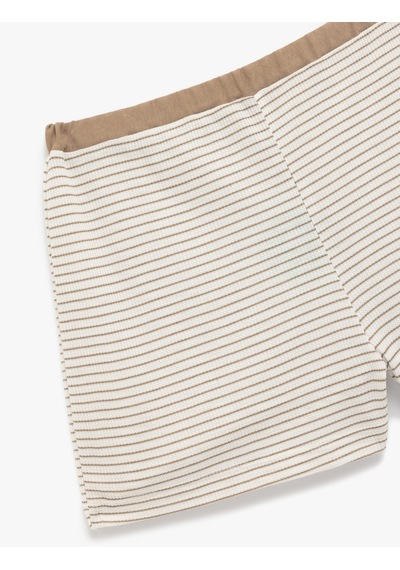 Koton Rahat Kalıp Şort Pijama Altı Bej Çizgili 6wlk80013mk Ekru Çizgili Koton Rahat Kalıp Şort Pijama Altı Bej Çizgili 6wlk80013mk Ekru Çizgili