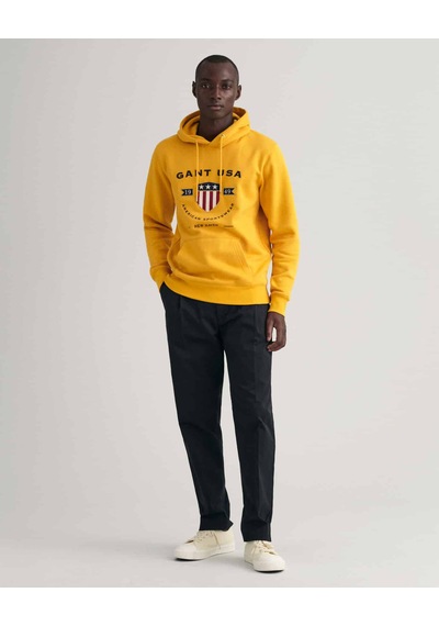 Gant Erkek Kapşonlu Sweatshirt Yandan Cepli Sarı