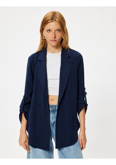 Koton Blazer Ceket Ters Kruvaze Yaka Bol Kalıp 3/4 Kol Krep Kumaş Lacivert 5wak50013ew Lacivert Koton Blazer Ceket Ters Kruvaze Yaka Bol Kalıp 3/4 Kol Krep Kumaş Lacivert 5wak50013ew Lacivert