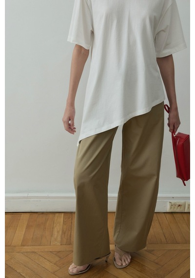 Suud Collection Ekru Asimetrik Oversize Tişört
