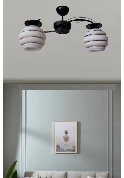 İlay Modern Siyah Lasa Camlı Salon Oturma Odası Avizesi Avize Seti Siyahh