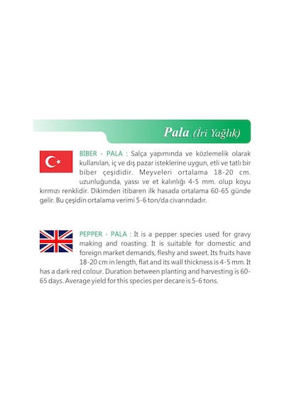 AGRodal Tarım Ata Tohumu Yöresel Pala Yağlık Köz Biber 100 Adet Tohum