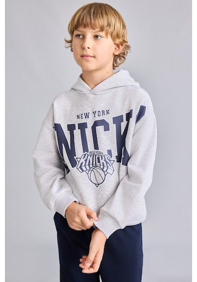 Defacto Nba New York Knıcks Kapüşonlu İçi Yumuşak Tüylü Sweatshirt Erkek Çocuk I2237a826wngr400 Gri-gr400