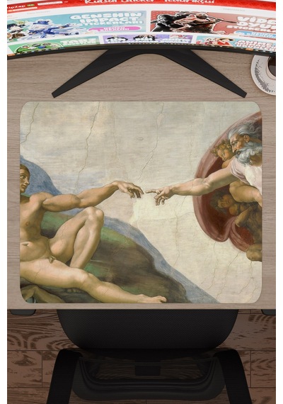 Ademin Yaratılışı Tablo Michelangelo V3 48x40 Xl Gaming Kauçuk Kaymaz Taban Mouse Pad Fare Altlığı