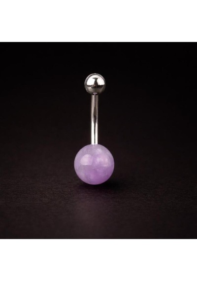 8 Mm Ametis Taşlı Göbek Piercingi Doğal Taşlı Göbek Piercingi Rose Gold - Şeffaf