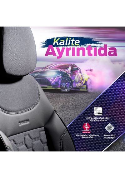 Otom Yeni Carbon Design 3D Dokulu Kumaş Oto Koltuk Kılıfı Tam Set 553380975