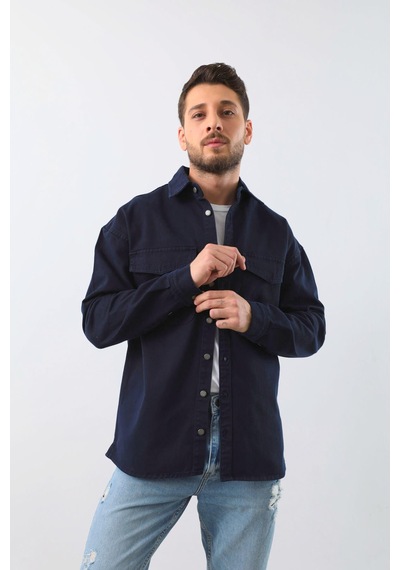 Erkek Oversize Jean Gömlek Lacivert 001