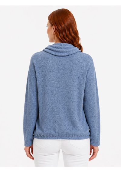 Neden Tekstil Kadın Salaş Rahat Triko Sweatshirt - Mavi